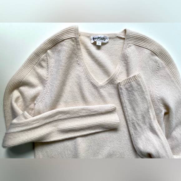 EUC TSE Cashmere Sweater, Long, Pockets, light rose cream, size S - Picture 3 of 8